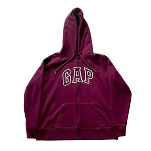 GAP Y2K Retro Magenta Hoodie Zip Up Sweatshirt embroidered
